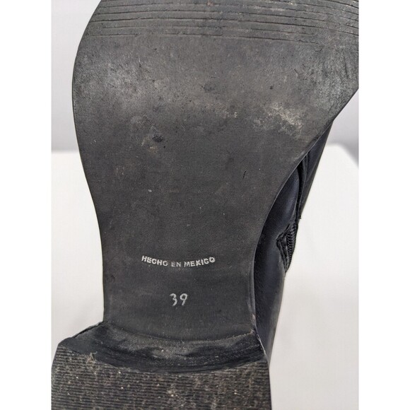 Addict by Bosi Booties Boots Black Leather 39 Buckle Accent Western Cowboy - Picture 6 of 8